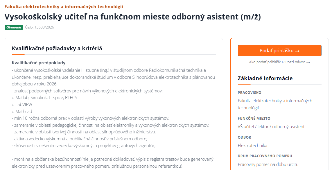 Vypísané pracovné miesta